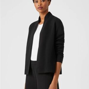 $358 Eileen Fisher Black Silk Organic Cotton Interlock Shaped Cardigan XL NWT